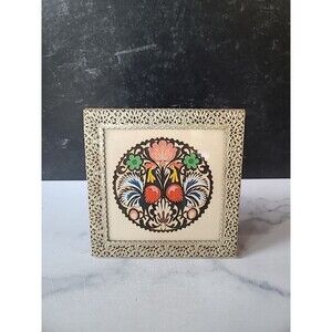 Silver Plated Photo Framed Desktop Rooster & Floral Art Vintage Home Decor Italy